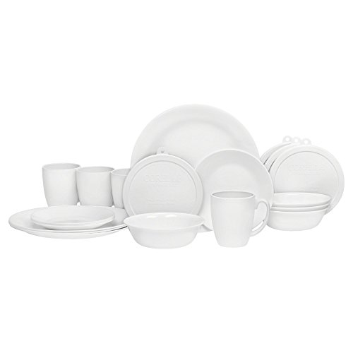 Corelle 20 Piece Livingware Dinnerware Set with Storage,Winter Frost White, Service for 4, Only $29.99, free shipping