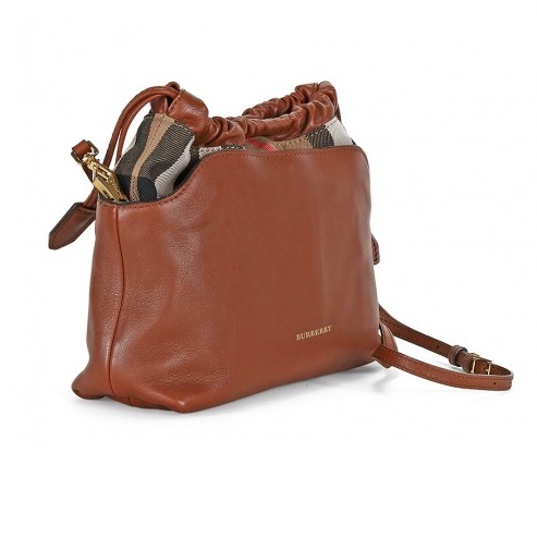 BURBERRY Little Crush Brown Leather Checked Canvas Shoulder Bag, only $519.00, free shipping after using coupon code