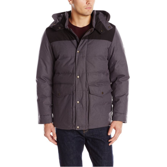 Cole Haan Men's Brushed Flannel Parka with Contrast Nylon Details, Charcoal, Small, Only $126.18, You Save $371.82(75%), Free Shipping
