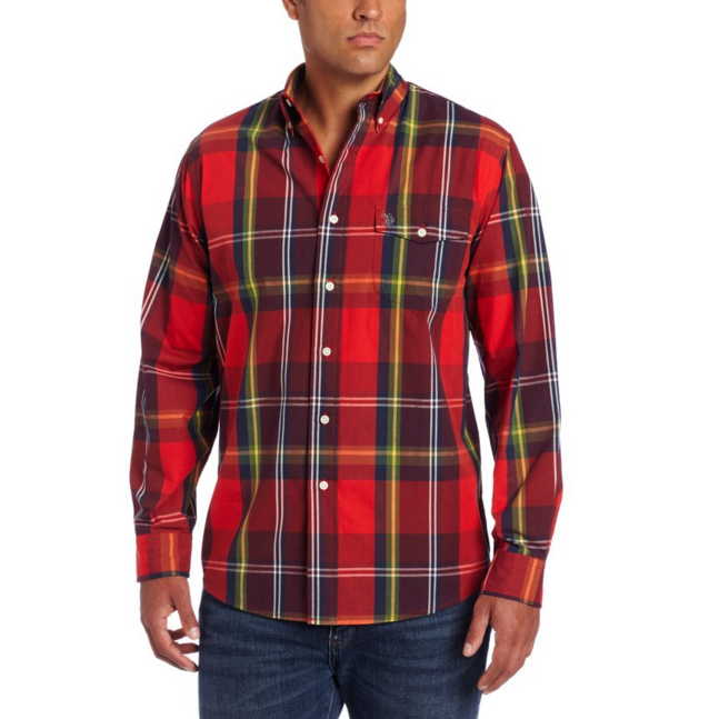 U.S. Polo Assn. Men's Plaid Shirt, Classic Navy, Medium, Only $14.69, You Save $33.31(69%)