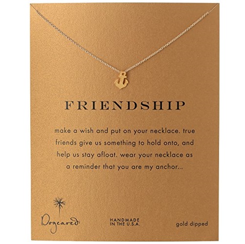 Dogeared Jewels and Gifts Friendship Gold-Dipped Sterling Silver Anchor Pendant Necklace, 18.4