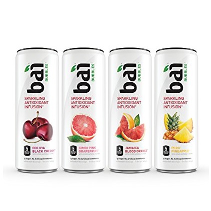 Bai Bubbles Variety Pack, 5-calorie, Naturally Sweetened, Antioxidant Infused Sparkling Beverage 11.5oz Can (pack of 12), Only$10.39, free shipping