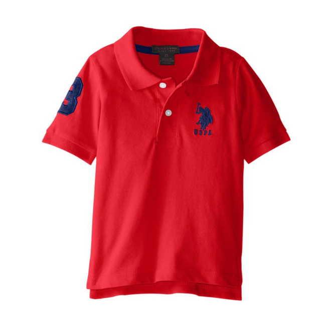 U.S. Polo Assn. Little Boys' Short Sleeve Solid Pique Polo, Engine Red, 3T, Only $7.20, You Save $14.80(67%)