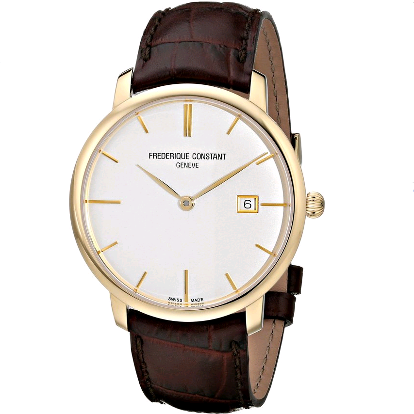 Frederique Constant Men's FC306V4S5 Slim Line Gold-Tone Watch with Brown Band $674.25 FREE One-Day Shipping