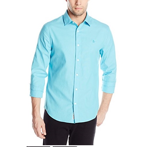 Original Penguin Men's Oxford Long Sleeve Shirt, Scuba Blue, Large, Only $24.52, You Save $64.48(72%)