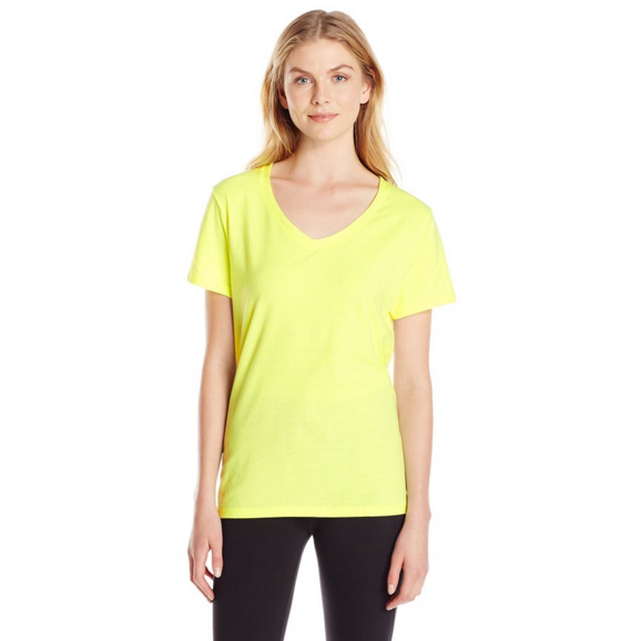 Hanes Women's X-Temp V-Neck Tee, Neon Lemon Heather, Large, Only $2.30, You Save $4.20(65%)