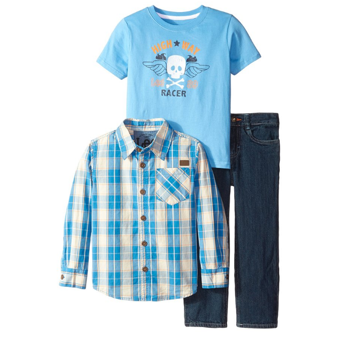 Lee Little Boys' Woven Shirt Tee Denim Set, Daphne, 3T, Only $11.90, You Save $42.60(78%)