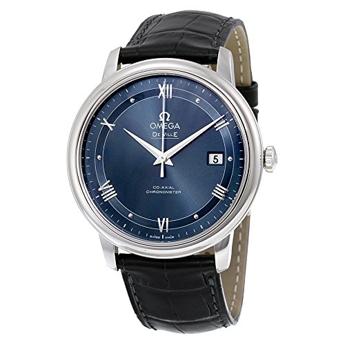 OMEGA De Ville Prestige Automatic Blue Dial Black Leather Men's Watch Item No. 424.13.40.20.03.002, only $2,375.00, free shipping after using coupon code