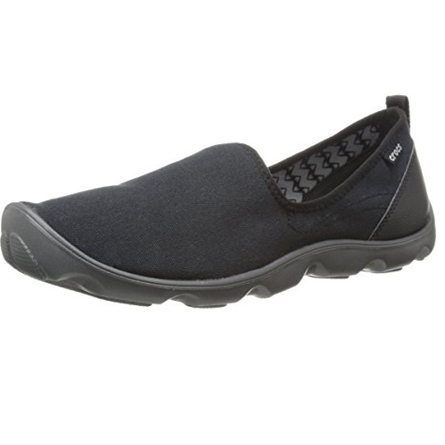 crocs Women's Busy Day Canvas Skimmer Fashion Sneaker, Black/Graphite, 9 M US, Only $16.50, You Save $38.49(70%)