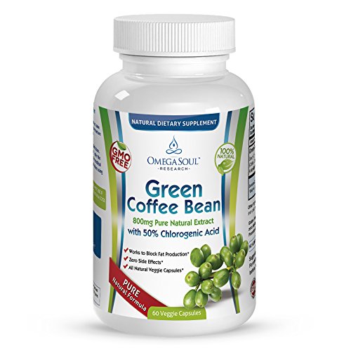 Pure Green Coffee Bean Extract with 50% CGA - 800 mg/capsule - 60 Capsules by Omega Soul, Only$10.78