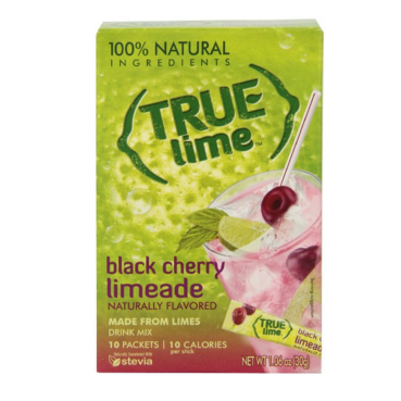 銷量冠軍！True Lime Limeade 即沖酸橙飲料，黑櫻桃口味，10包裝, 點擊coupon后僅售$1.56, 免運費！