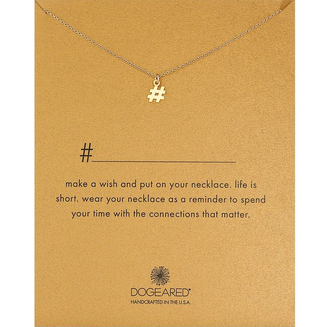 Dogeared Hashtag Pendant Necklace, 16