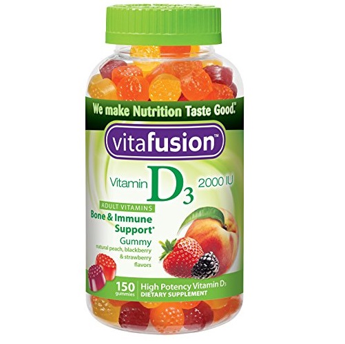 Vitafusion Vitamin D3 成人维生素营养软糖，150粒，原价$10.49，点击Coupon后仅售$5.61，免运费