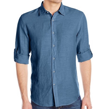 Perry Ellis Men's Rolled-Sleeve Solid Linen Cotton Shirt $24.99 FREE Shipping on orders over $49