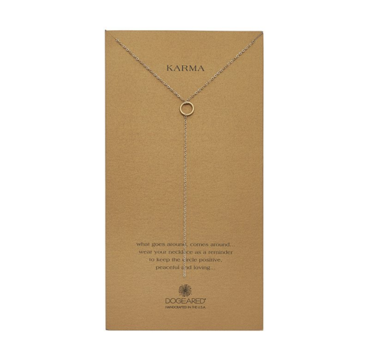 Dogeared Karma Small Ring Gold Dipped Y-Shaped Necklace, 28