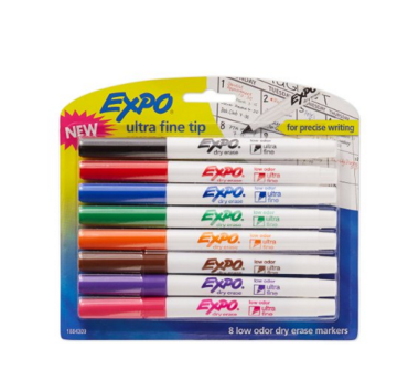 EXPO 1884309 Low-Odor Dry Erase Markers, Ultra Fine Tip, Assorted Colors, 8-Count Only $5.79