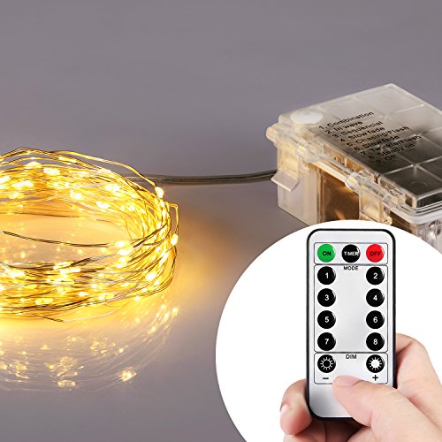 Homestarry HS-B-SL-011 132 Battery Operated Micro LED String Lights, 32-Feet with Wireless handheld remote control, Warm White, Only $17.95 after using coupon code a