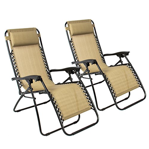 Best ChoiceProducts Zero Gravity Chairs Tan Lounge Patio Chairs Outdoor Yard Beach New (Set of 2), Only $79.76, You Save $20.19(20%)