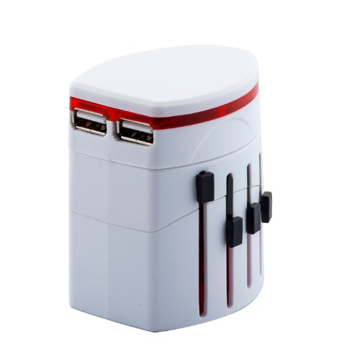 iSunnao International All-In-One World Travel Adapter with Dual USB Charger with 6.3A Fuse and Dual 5V USB Ports - Support Over 150 Countries, Only $13.99, You Save $16.00(53%)