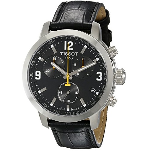 Tissot Men's TIST0554171605700 PRC 200 Chronograph Stainless Steel Watch with Black Leather Band, Only $289.99, You Save $235.01(45%)