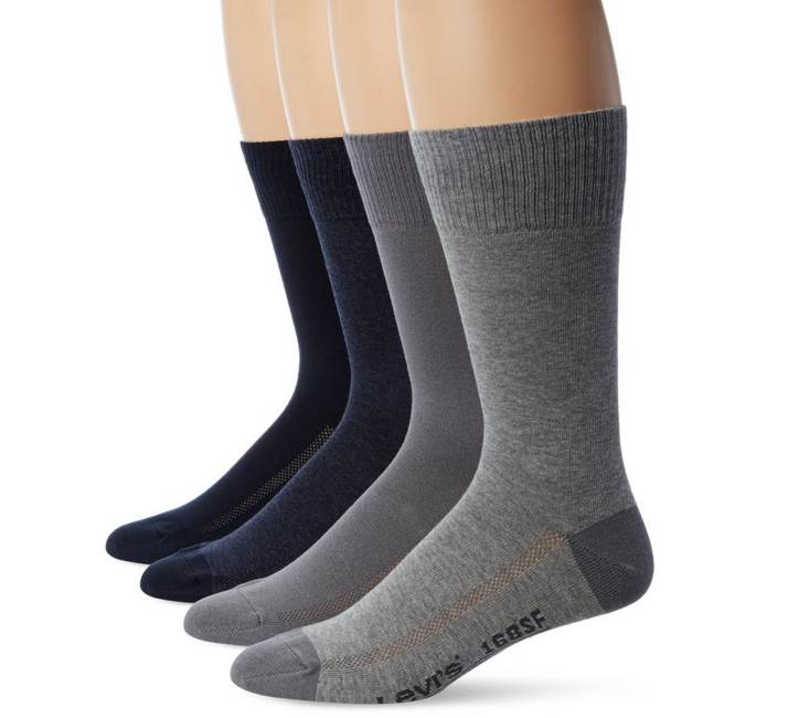 Levi's Men's 4 Pack 168 Series Solid Crew Socks, Navy/Grey, 10-13/Shoe Size 6-12, Only $8.25, You Save $23.75(74%)