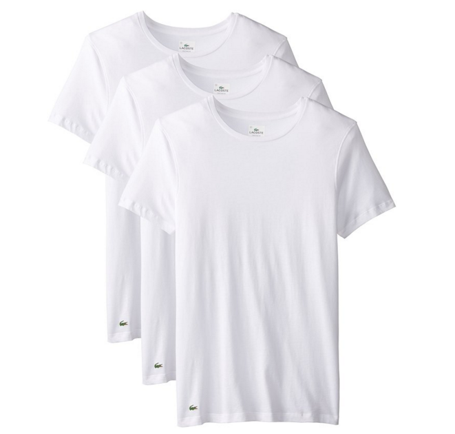 Lacoste Men's 3-Pack Essentials Cotton Crew Neck T-Shirt, White, Small, Only $24.79, You Save $17.71(42%)