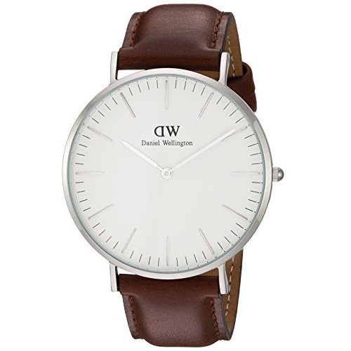 Daniel Wellington 0207DW 男士真皮錶帶石英腕錶，原價$229.00，現僅售$86.73  ，免運費