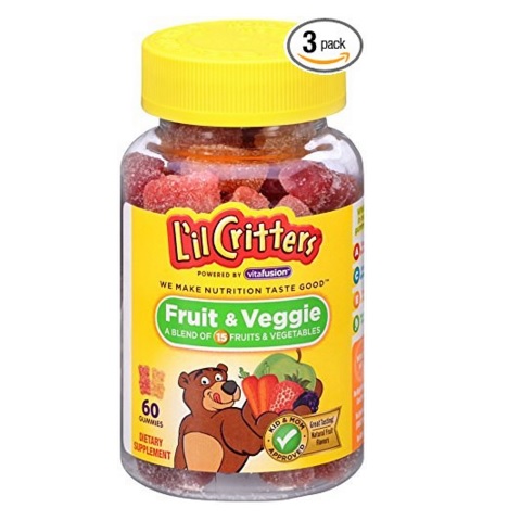 L'il Critters Fruit & Veggie Bears, 60 Count (Pack of 3), Only 售$10.46,f ree shipping after clipping coupon and using SS