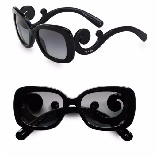 PRADA Minimal Baroque Black Sunglasses 0PR Item No. 0PR 27OS-1AB3M1-54, only $135.76, free shipping after using coupon code