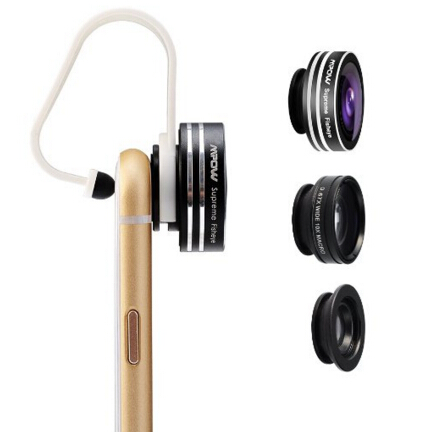 Mpow 3 in 1 Clip-On 180 Degree Supreme Fisheye + 0.67X Wide Angle + 10X Macro Lens for iOS Android Smartphones  $9.99