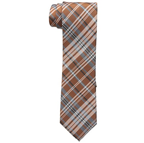 Cole Haan  Men's Hudson Plaid Tie, Orange, One Size, Only $14.76, You Save $63.24(81%)