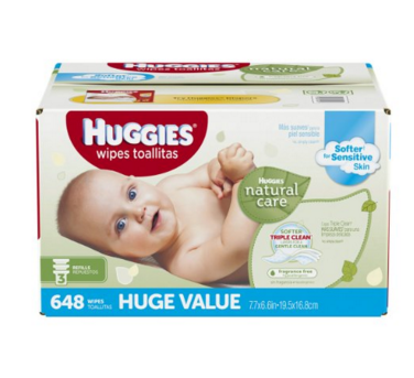 HUGGIES Natural Care 無香型嬰兒濕巾，648片裝，現僅售$13.96，免運費