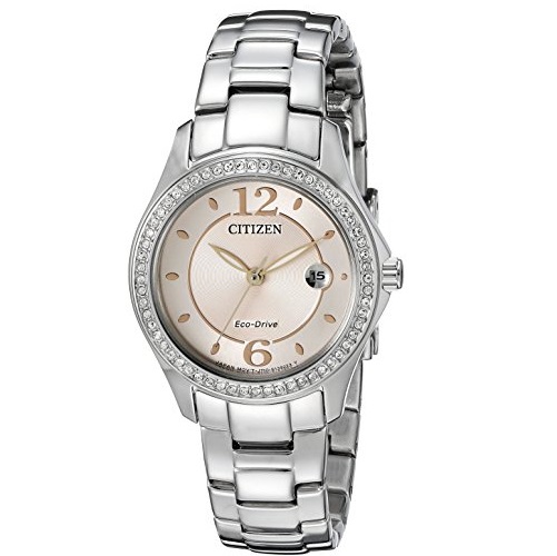Citizen Eco-Drive Women's FE1140-86X Swarovski Crystal Stainless Steel Watch, Only $77.98, free shipping