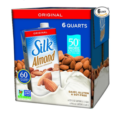 Silk Pure Almond Original, 32-Ounce Aseptic Cartons (Pack of 6), Only $8.94