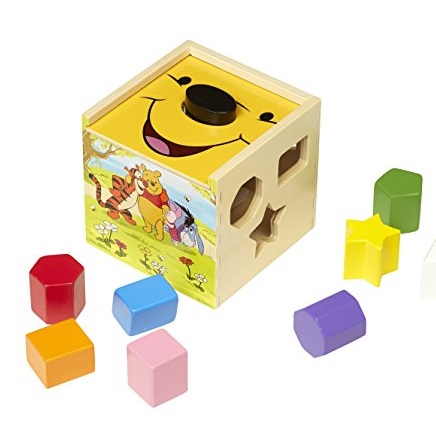 Melissa & Doug Disney Baby Winnie the Pooh Wooden Shape Sorting Cube - Educational Toy With 9 Shapes, Only $8.99
