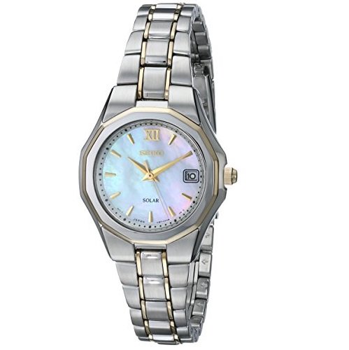 史低价！Seiko精工 SUT058 女士金银配色全钢光动能手表，原价$315.00，现仅售$82.97，免运费