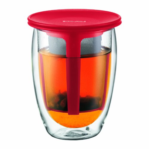 Bodum 12-Ounce Tea for One, Double Wall Glass with Strainer, Red, Only $17.99, You Save $6.01(25%)