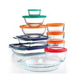 Pyrex 19-Piece Bake, Store and Prep Set with Colored Lids $39.99