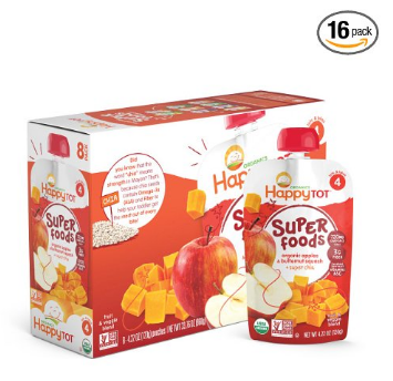 Happy Tot Organics Super Foods, Apples & Butternut Squash + Super Chia, 4.22 Ounce (Pack of 16), Only $19.61