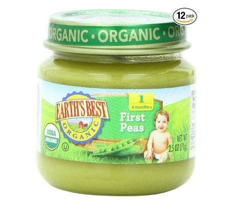 Earth's Best Organic Stage 1, Peas, 2.5 Ounce Jar (Pack of 12), Only $ 6.72 via clip coupon