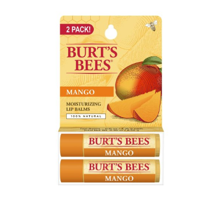 Burt's Bees 100% Natural Lip Balm, Mango, Blister Pack, 0.3 Ounce, 2 Count, Only $4.98, You Save $2.02(29%)