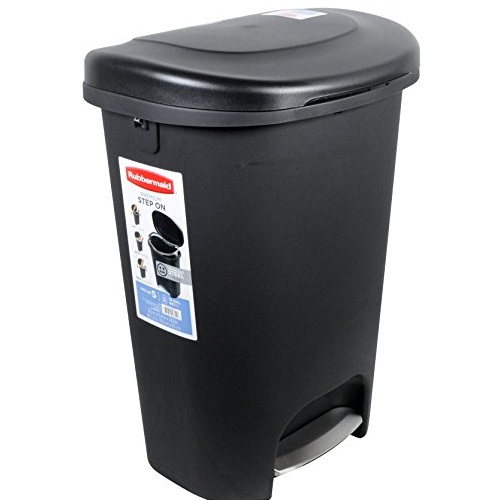 Rubbermaid 1843029 Step-On Wastebasket, 13-Gallon, Metal-Accent Black, Only $16.97