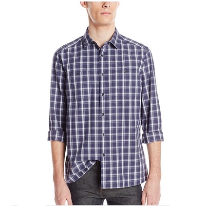 Kenneth Cole REACTION Men's Long-Sleeve Mini-Check Shirt, only $16.09