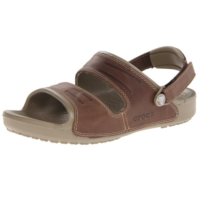 crocs Men's Yukon Two-Strap Sandal,Khaki/Espresso,8 M US, Only $27.98, You Save $17.01(38%)