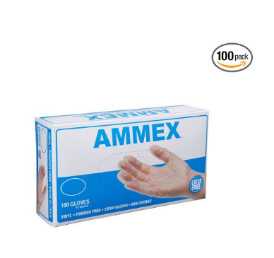 AMMEX Medical Clear Vinyl Gloves, Box of 100, 4 mil, Size Large, Latex Free, Powder Free, Disposable, Non-Sterile, VPF66100-BX, Only $6.80