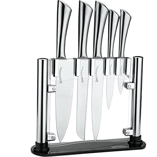 Premium Class Stainless-Steel Kitchen 6 Knife-Set with Acrylic Stand By Utopia Kitchen, Only $23.91