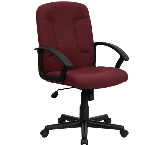 Flash Furniture GO-ST-6-BY-GG Mid-Back Burgundy Fabric Task and Computer Chair with Nylon Arms, Black, Only $55.79, You Save (%)