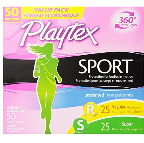 Playtex 運動系列無香型衛生棉條， 50支裝，原價$12.99，現僅售$7.72，免運費