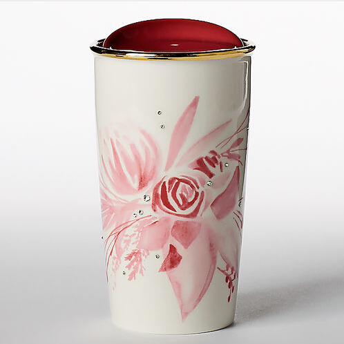 星巴克粉红搪瓷咖啡杯，带施华洛世奇水晶装饰  特价仅售$45.95