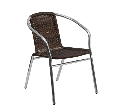 Aluminum and Dark Brown Rattan Indoor-Outdoor Restaurant Chair, Only $35.99